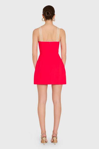Amanda Uprichard Scout Romper in crimson ivory