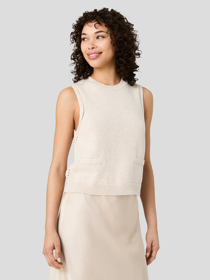 French Connection Mozart Sleeveless pointelle top