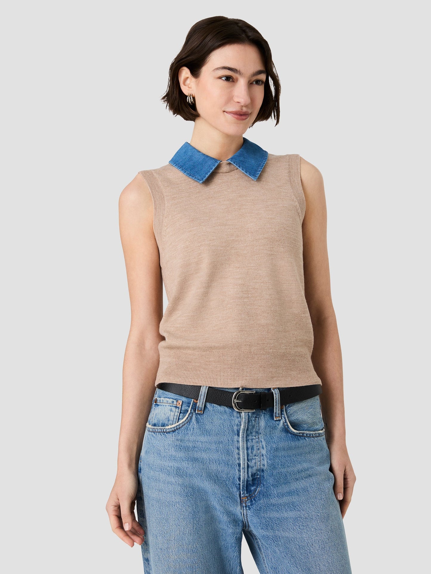 French Connection collared knit top