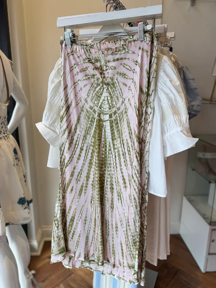 YFB Felicity skirt in frosted pink tie dye