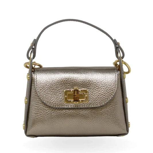 Sophia genuine leather bamboo bag