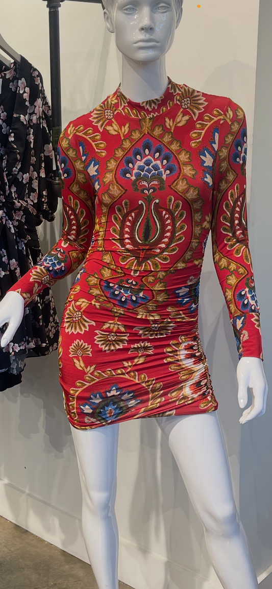 Farm Rio Folk Tapestry jersey dress