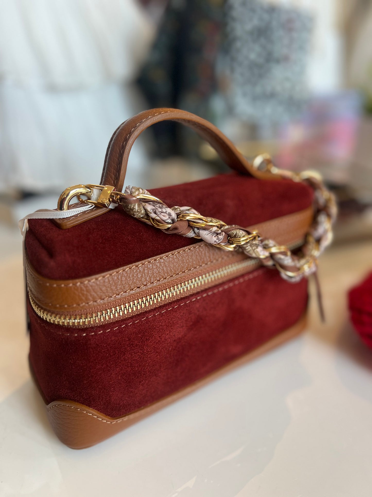 Lucia Suede/leather bucket bag