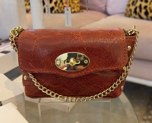 Falon Italian leather crossbody deep brown