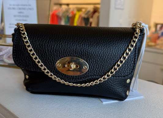 Vallie Italian leather crossbody black