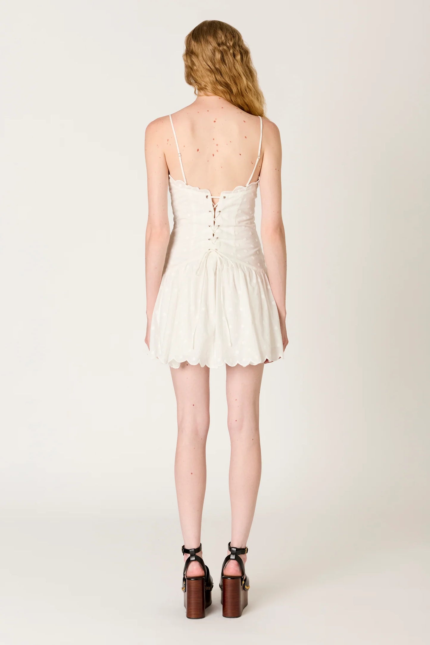 Nia Elvira Dress in white dot