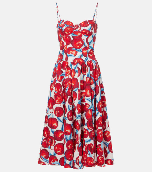 Farm Rio Cherry blossom sleeveless midi