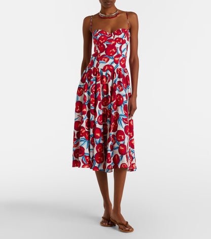 Farm Rio Cherry blossom sleeveless midi
