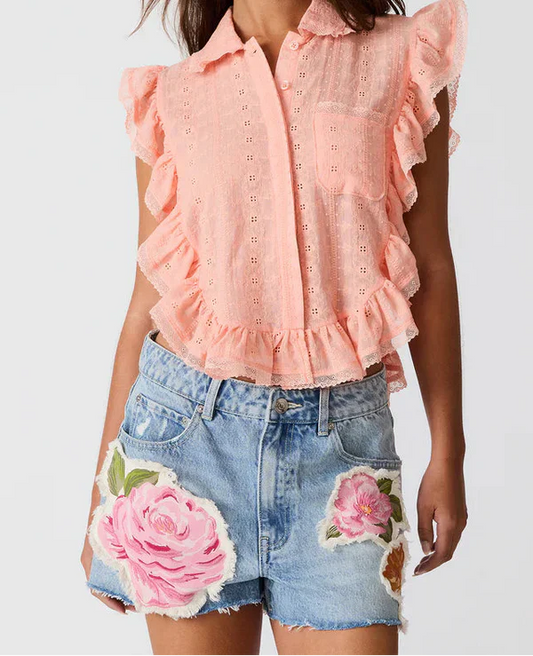 Steve Madden Lilien short in printed denim