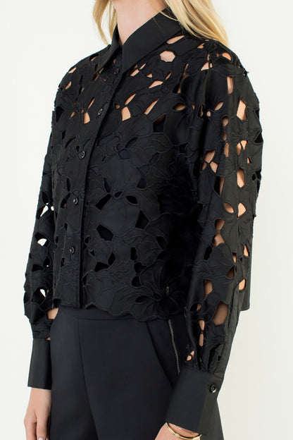 THML eyelet detailed black top