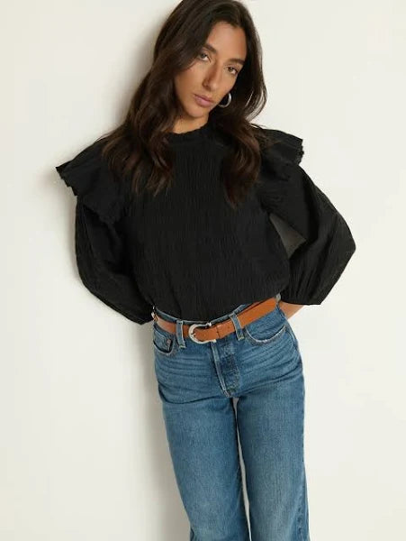 Nation Aria ruffle top in black