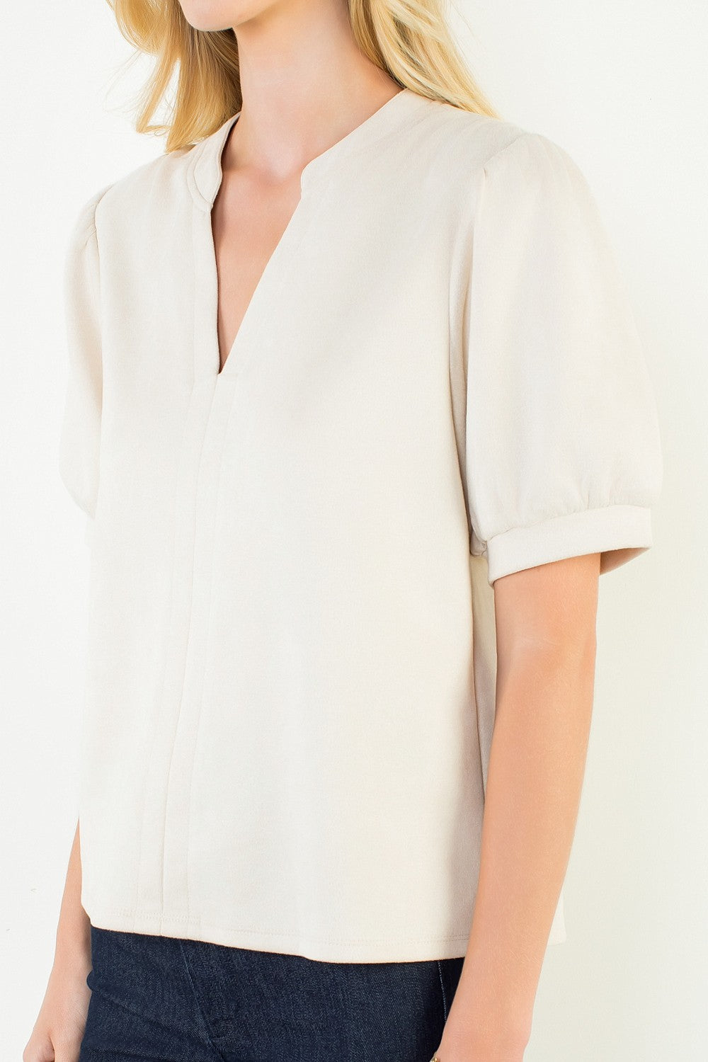 THML soft suede v-neck top