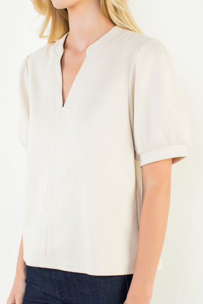 THML soft suede v-neck top