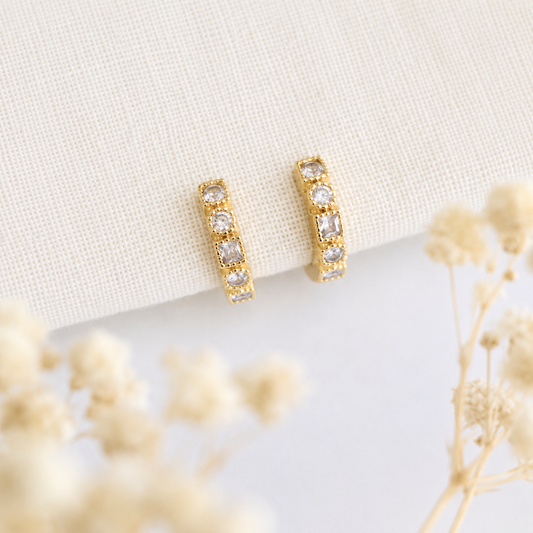 CZ Geeometric Huggie Hoop Earrings