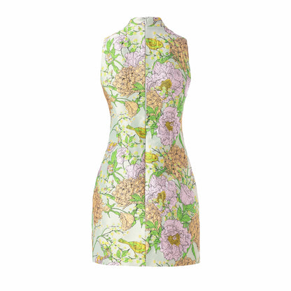 Erin high neck floral embossed dress