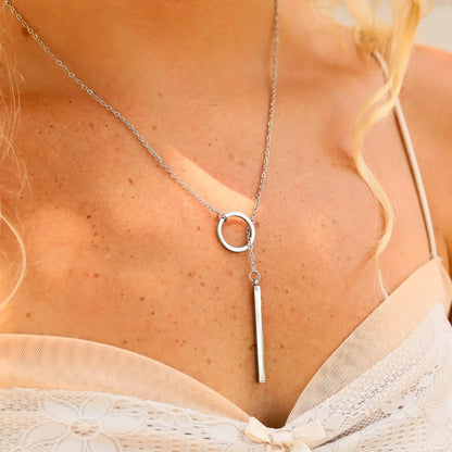 18K Gold Pvd Stainless Steel Loop Chain Lariat Necklace