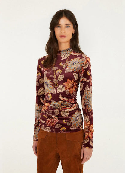 Delhi floral velvet burgundy blouse