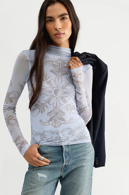 Free People Jessa long sleeve in blue combo