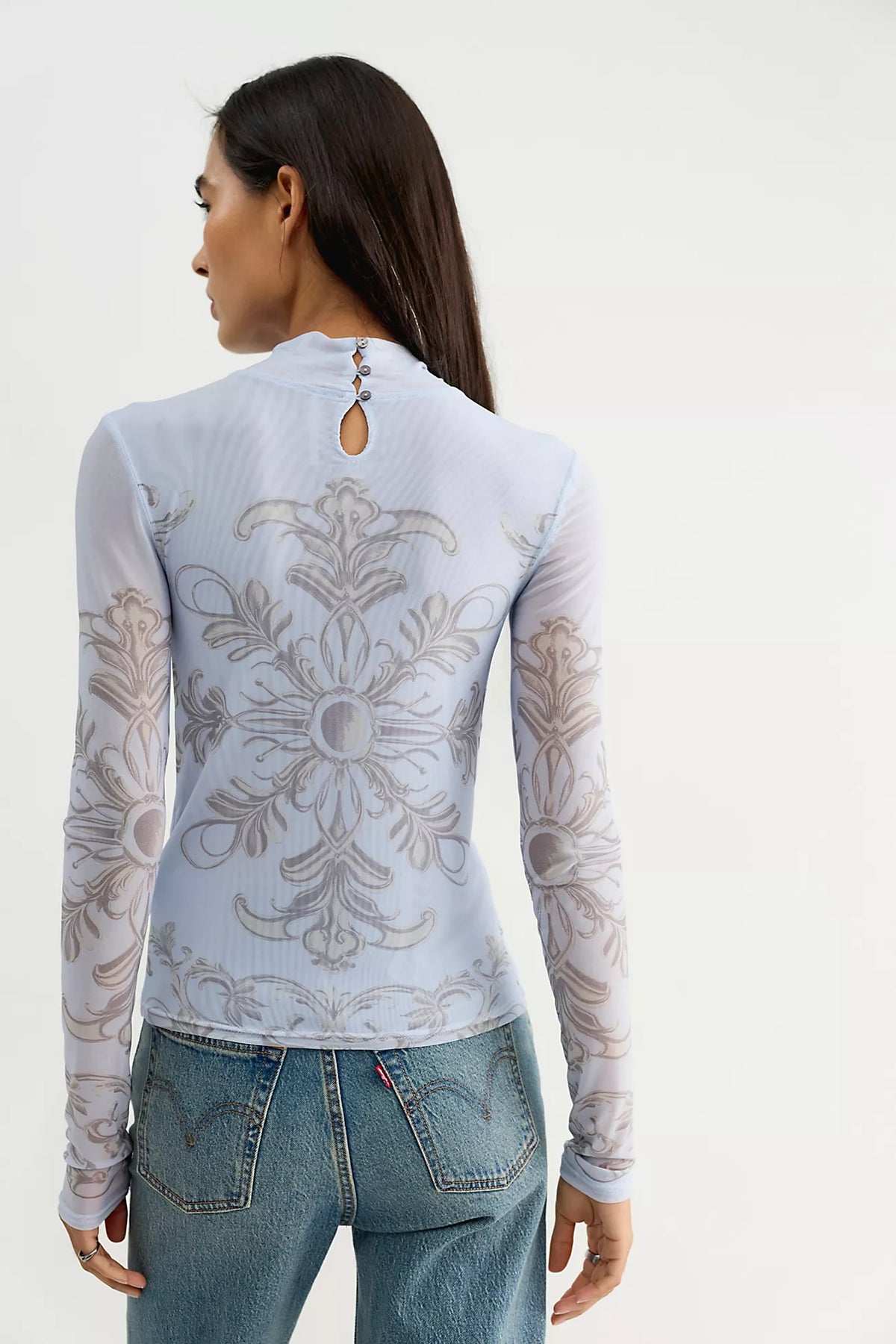 Free People Jessa long sleeve in blue combo