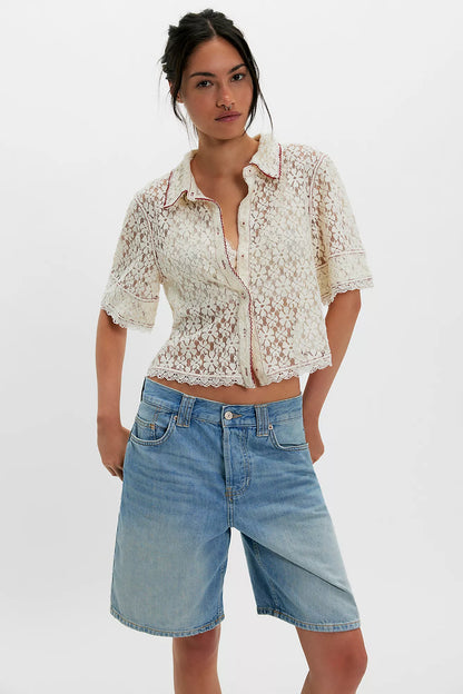 Free People Mannie Lace buttondown
