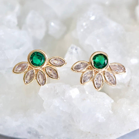Emerald Green Flower Earrings