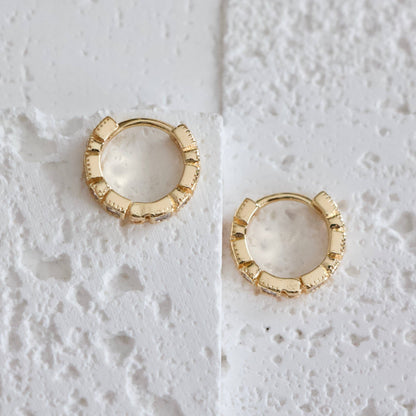 CZ Geeometric Huggie Hoop Earrings