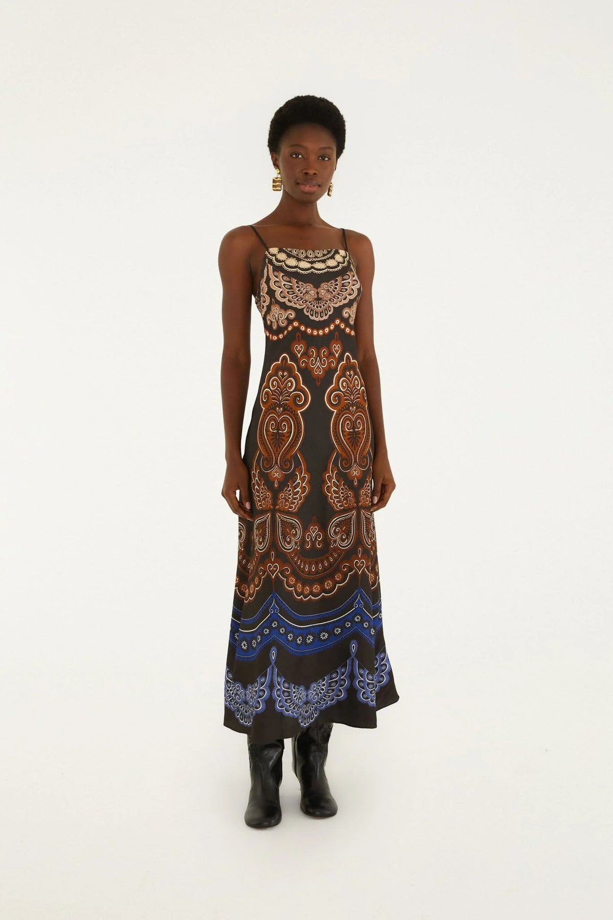 Farm Rio Nicole black slip maxi dress