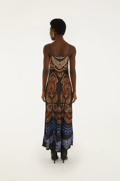 Farm Rio Nicole black slip maxi dress