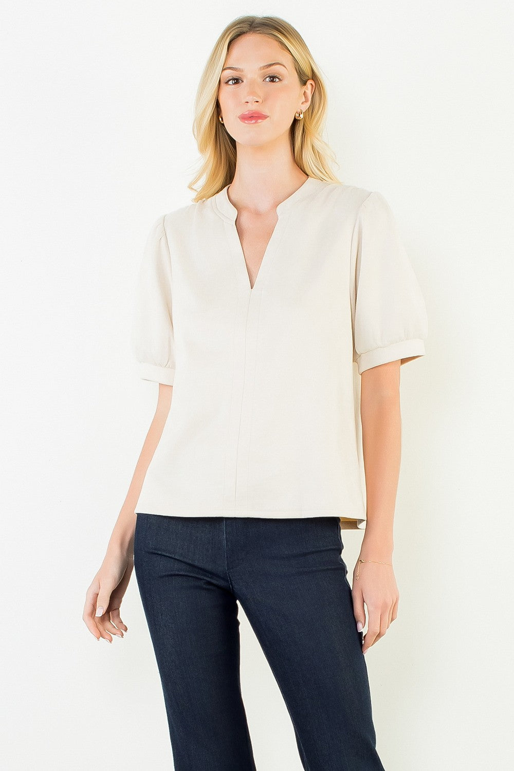 THML soft suede v-neck top