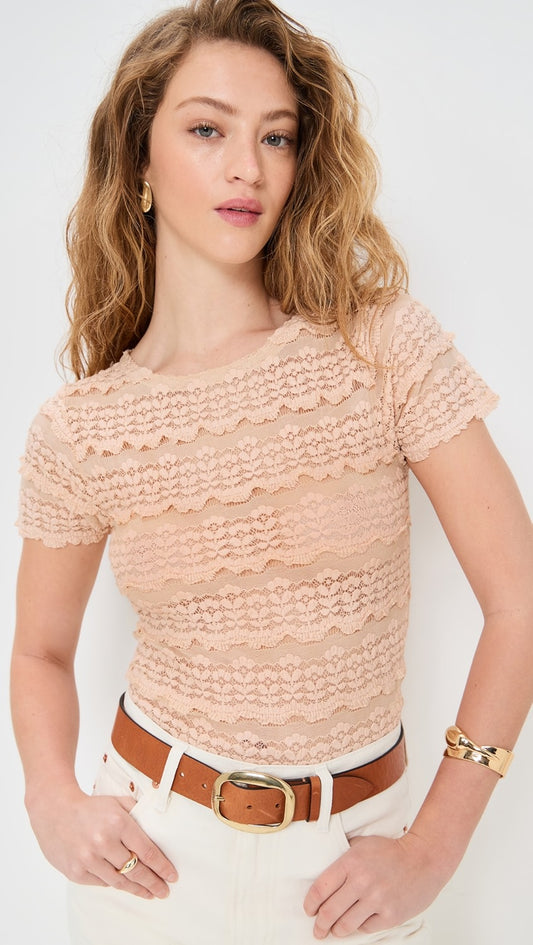 Free People Angelina Lace Tee