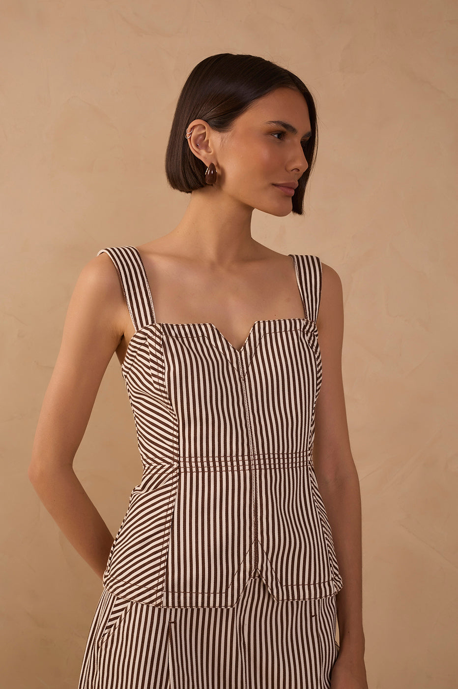 Dress To Brown striped corset top